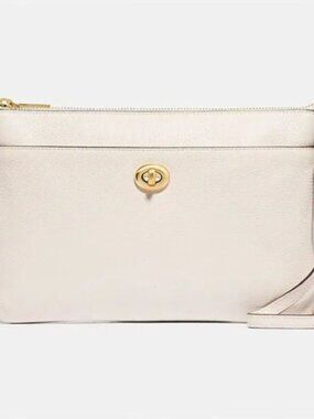 NWT COACH ~ Polly Crossbody Clutch Bag Grained Cow Leather Off White Chalk